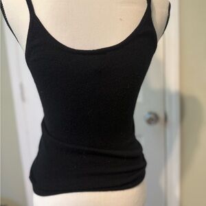 Pure Collection Black Scoop Neck Tank Top 100% Cashmere
